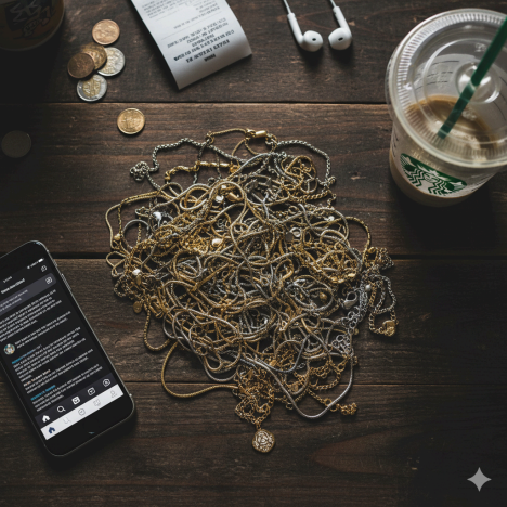 Silver and gold jewelry